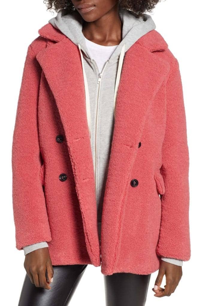 Textured Double Breasted Coat BP Nordstrom | Living Coral Trends | OPAS Blog