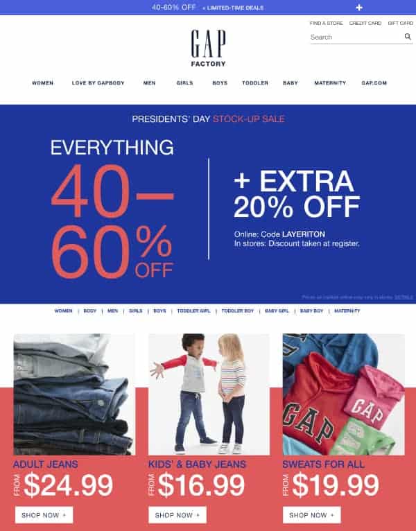 gap factory website